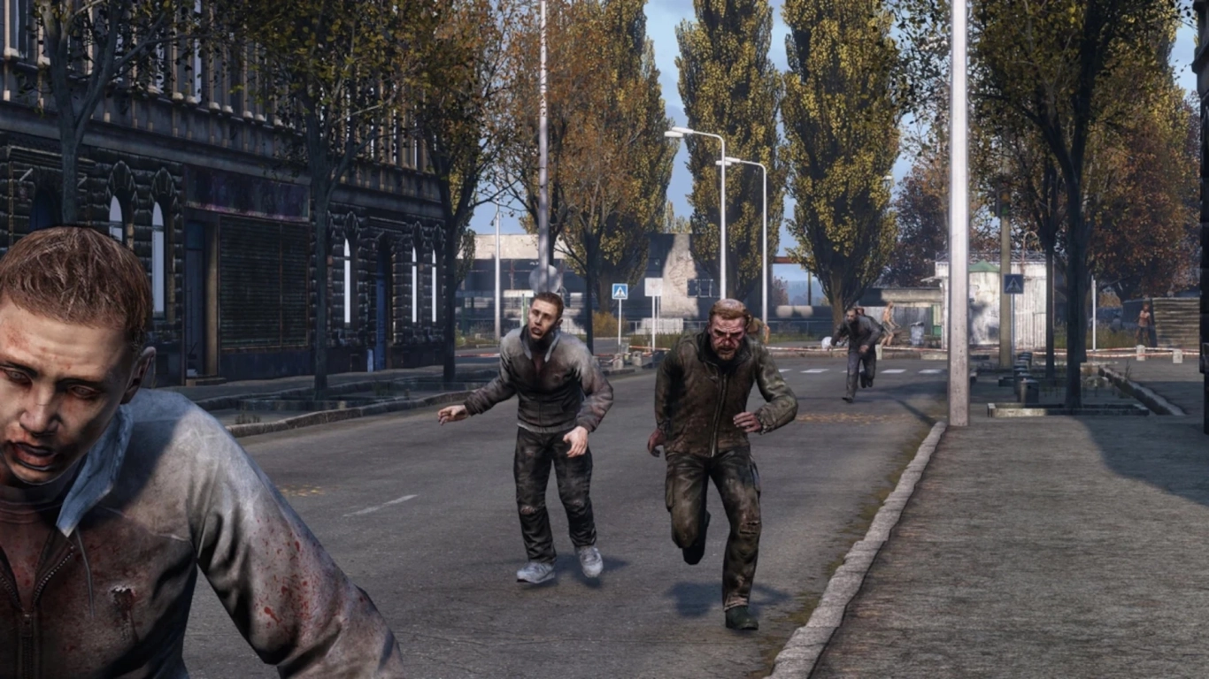 A player engaging in melee combat against a zombie in DayZ